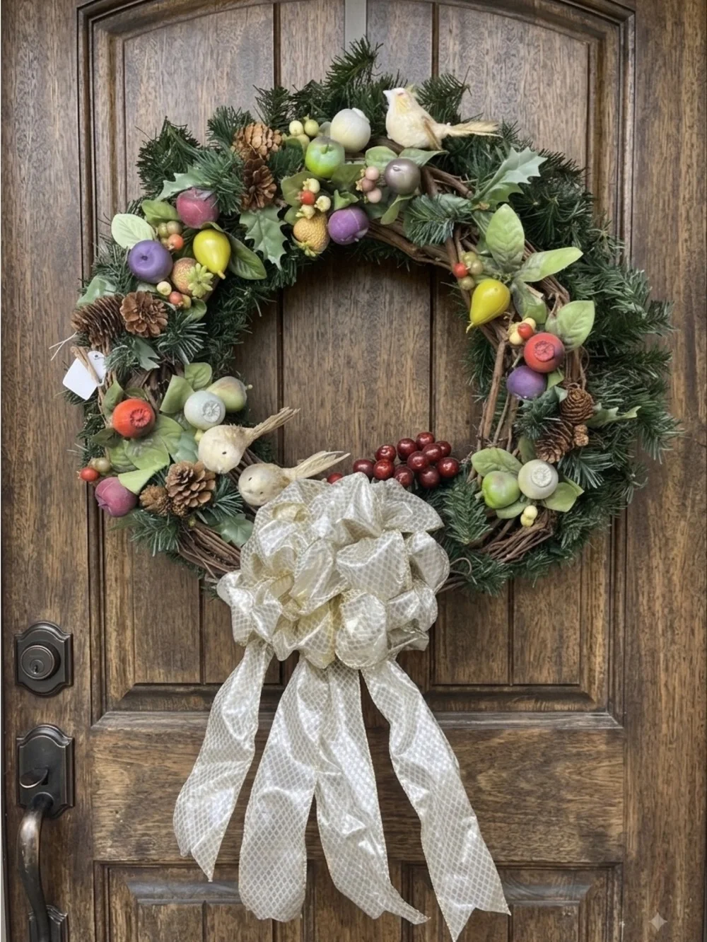 21” handcrafted sugared fruit Christmas Wreath